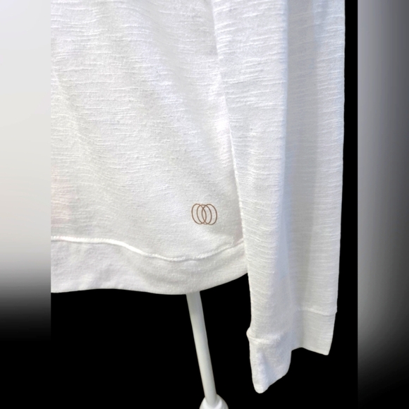 Balance Collection White Pullover With Cream Mesh Open Back Long Sleeve TOP XL - Picture 3 of 4